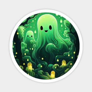 Cute ghosts in forest Magnet